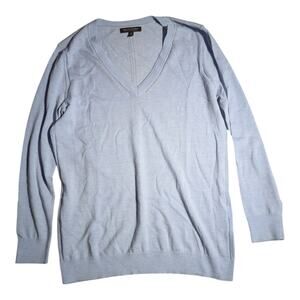 Banana Republic Sky Blue Extra Fine Merino Wool V-Neck Pullover Sweater Sz M